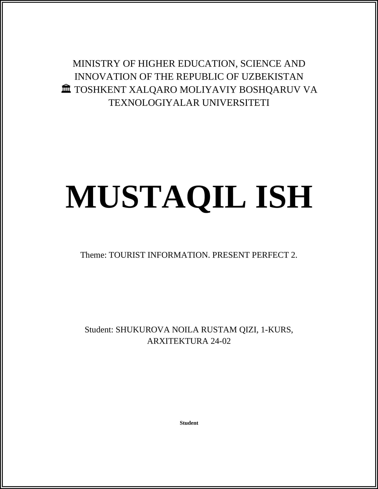 TURISTLIK MA'LUMOTLAR 1