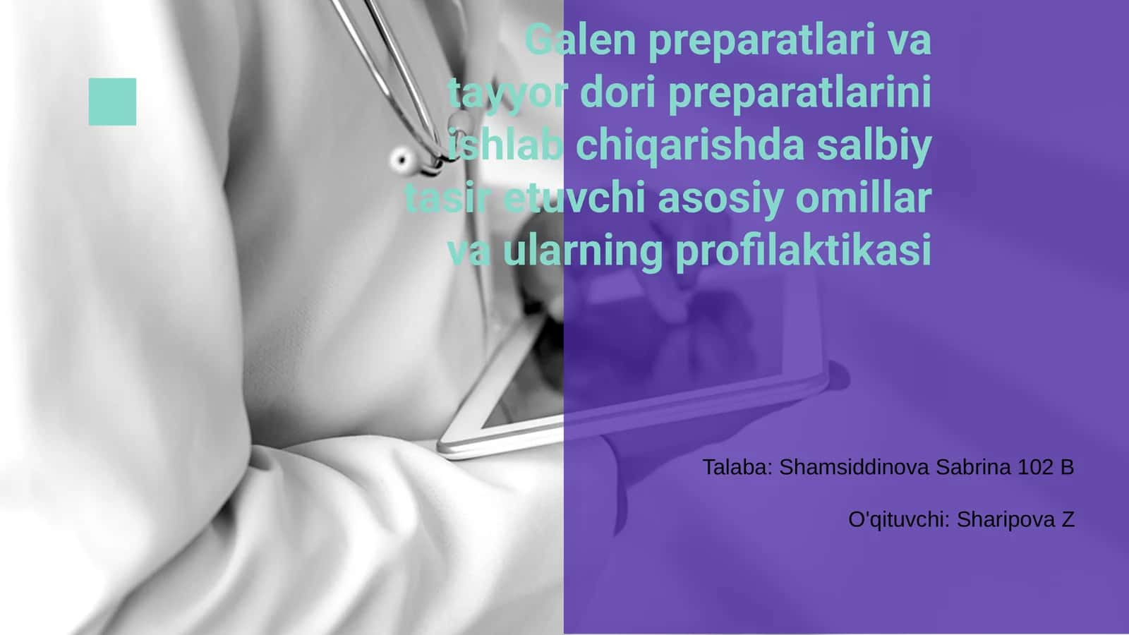 Galen Preparatlari va Tayyor Dori Preparatlari 1
