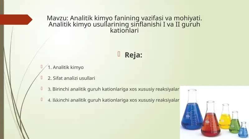 Analitik kimyo fanining vazifasi va mohiyati 1
