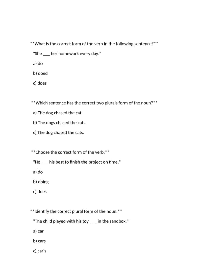 Correct Form of Verbs Exercise 1