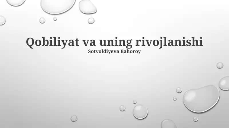 Qobiliyat va uning rivojlanishi 1