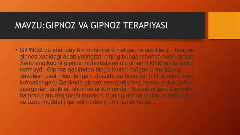 GIPNOZ VA GIPNOZ TERAPIYASI 1