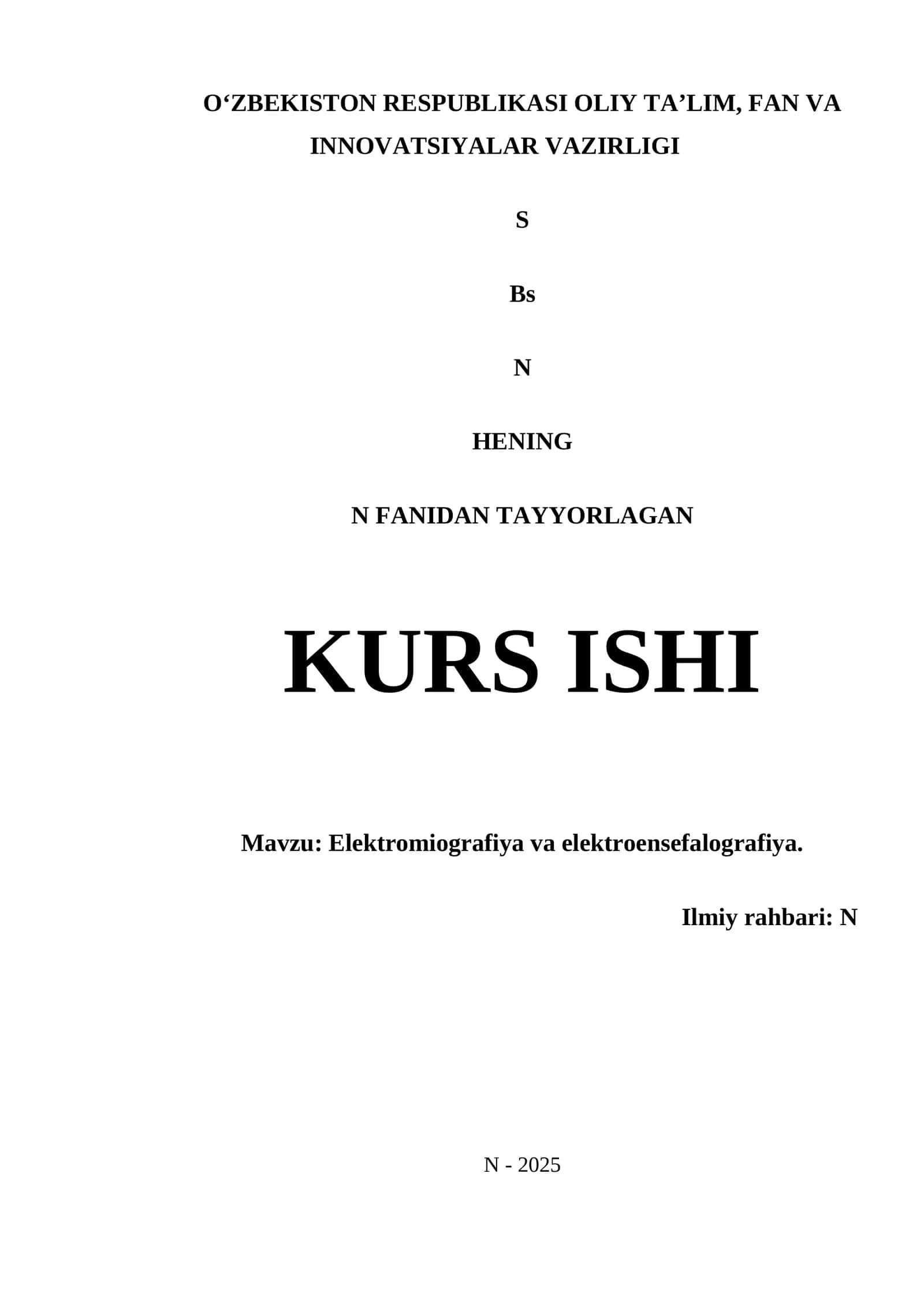 Elektromiografiya va elektroensefalografiya KURS ISHI 1