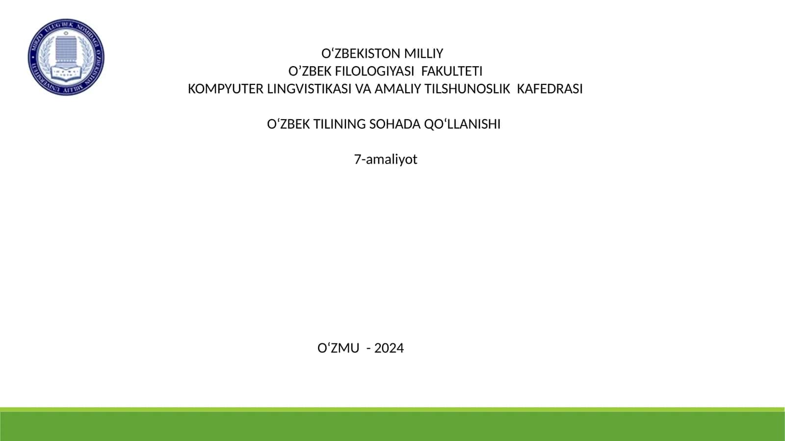 O‘zbek Tilining Sohada Qo‘llanishi 1
