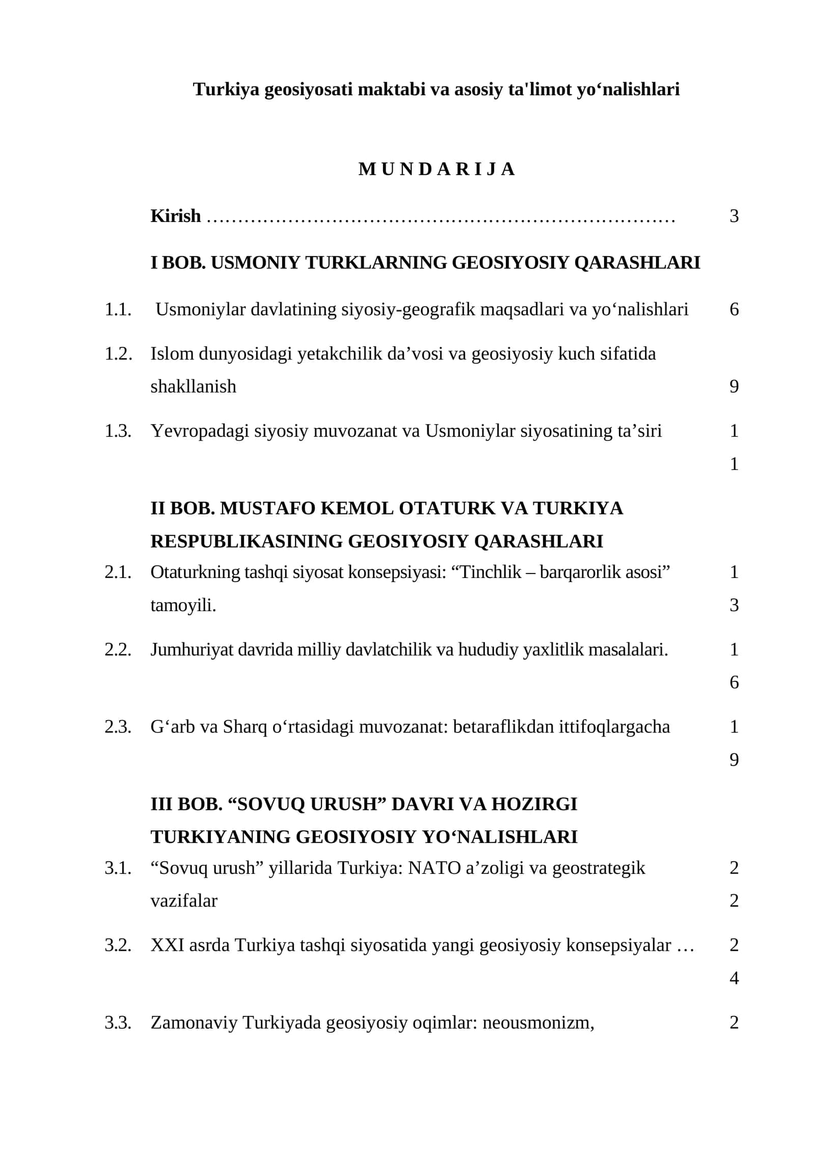 Turkiya geosiyosati maktabi va asosiy ta'limot yo'nalishlari 1