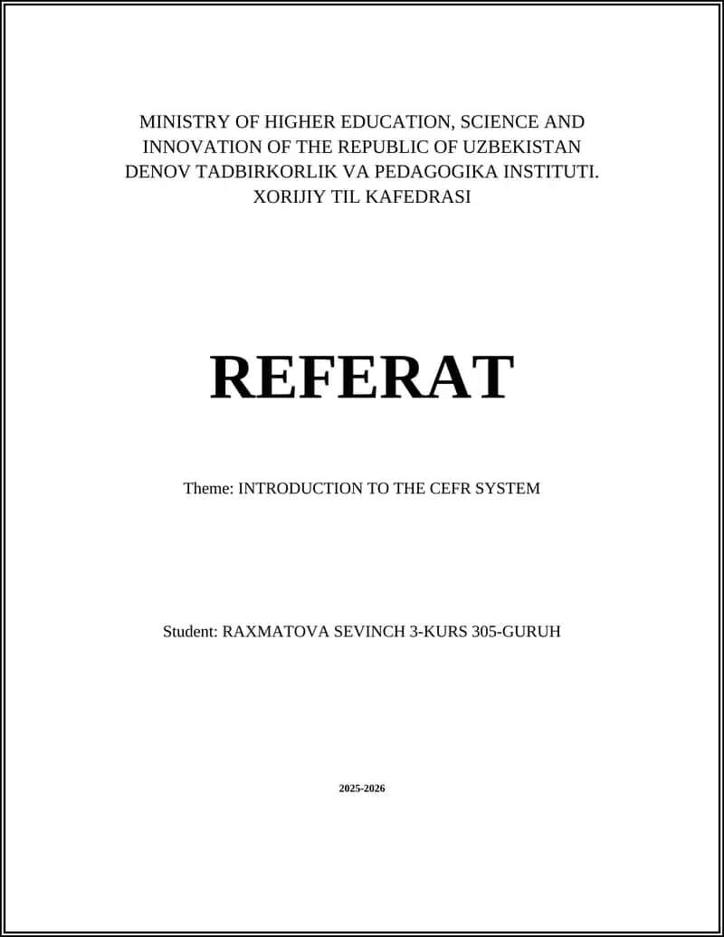 INTRODUCTION TO THE CEFR SYSTEM 1