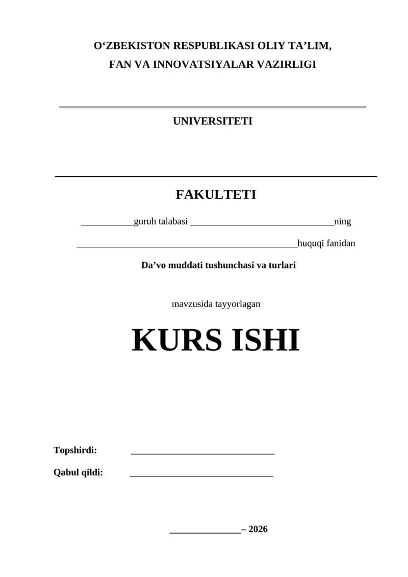Da’vo muddati tushunchasi va ahamiyati Kurs ishi 1