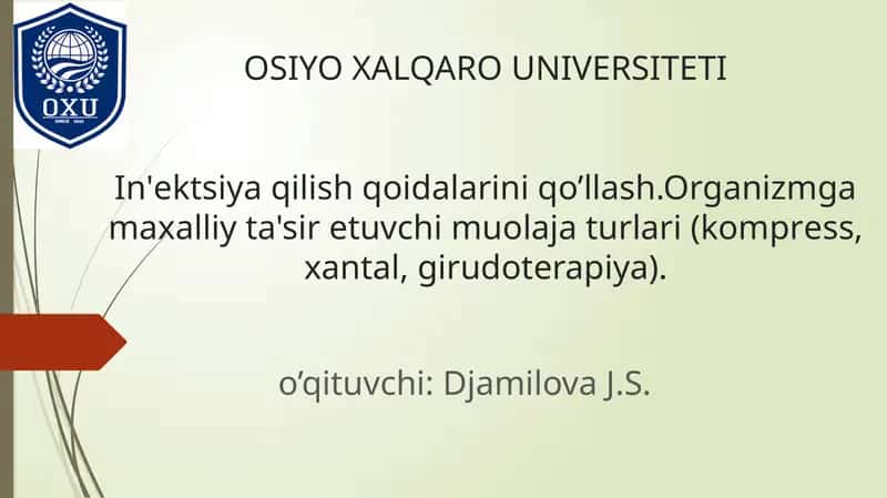 In'ektsiya qilish qoidalarini qo'llash 1