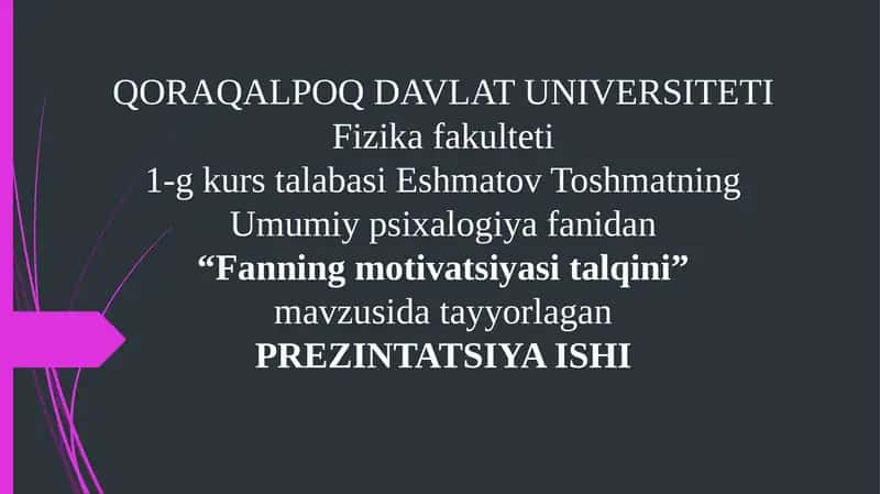 Fanning motivatsiyasi talqini 1