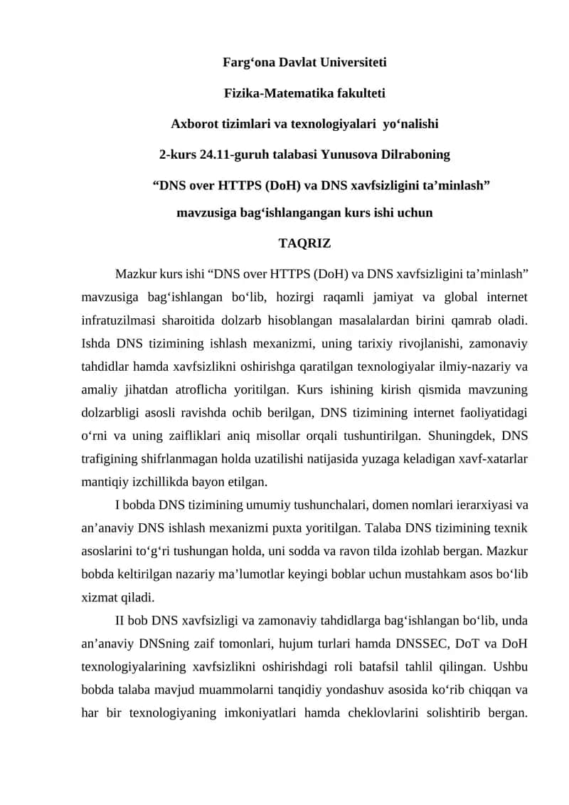 DNS over HTTPS (DoH) va DNS xavfsizligini ta’minlash 1