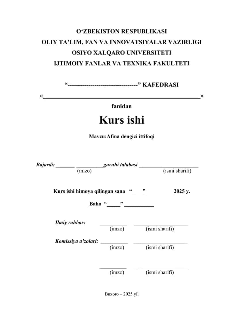 Afina dengizi ittifoqi kurs ishi 1