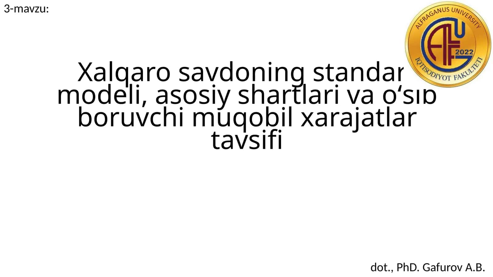 Xalqaro savdoning standart modeli 1