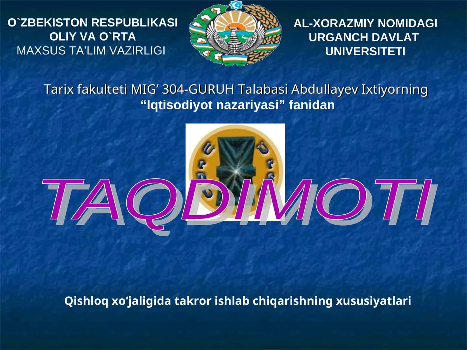 Qishloq xo‘jaligida takror ishlab chiqarishning xususiyatlari 1