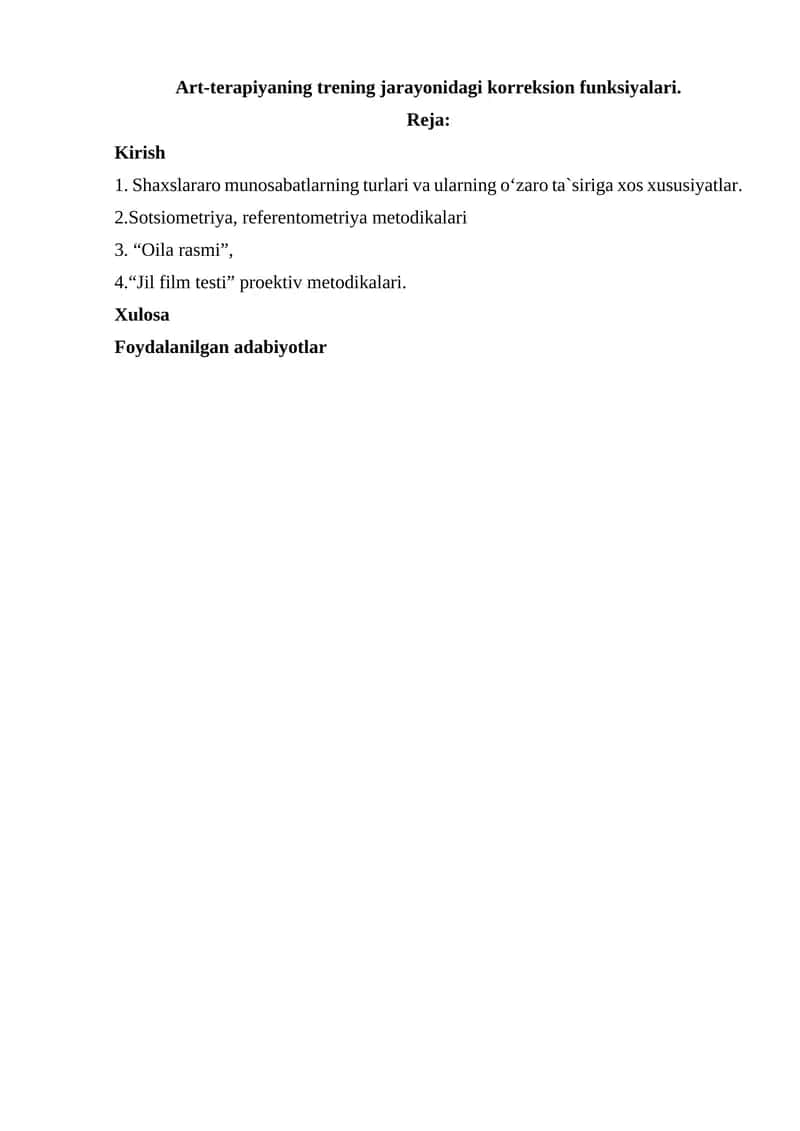 Art-terapiyaning trening jarayonidagi korreksion funksiyalari 1