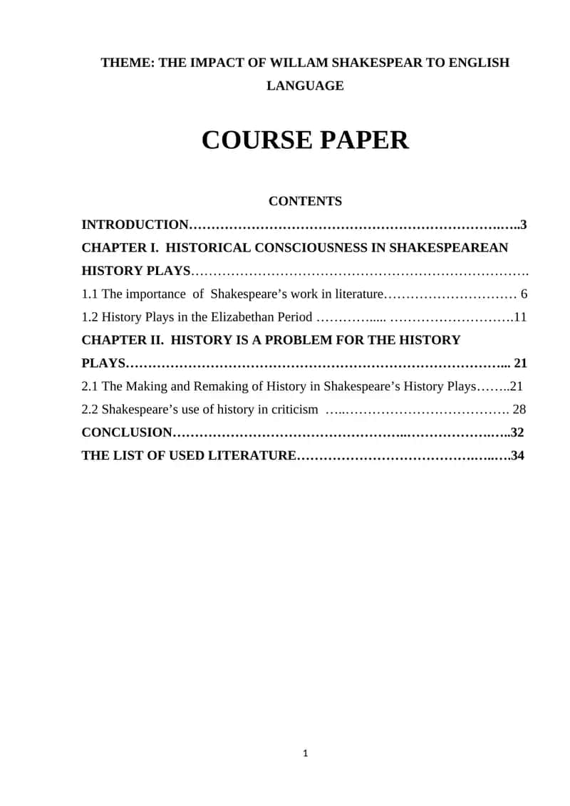 Impact of William Shakespeare to English Language 1