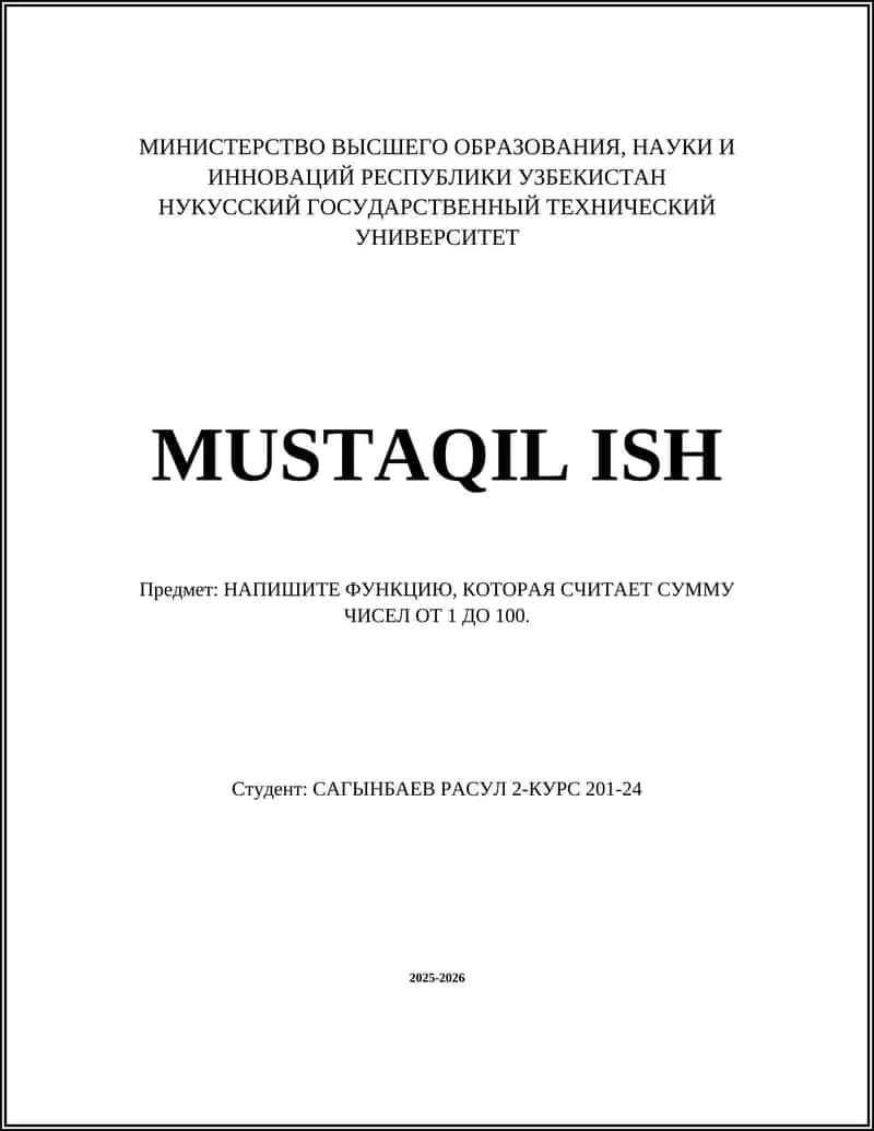 MUSTAQIL ISH 1
