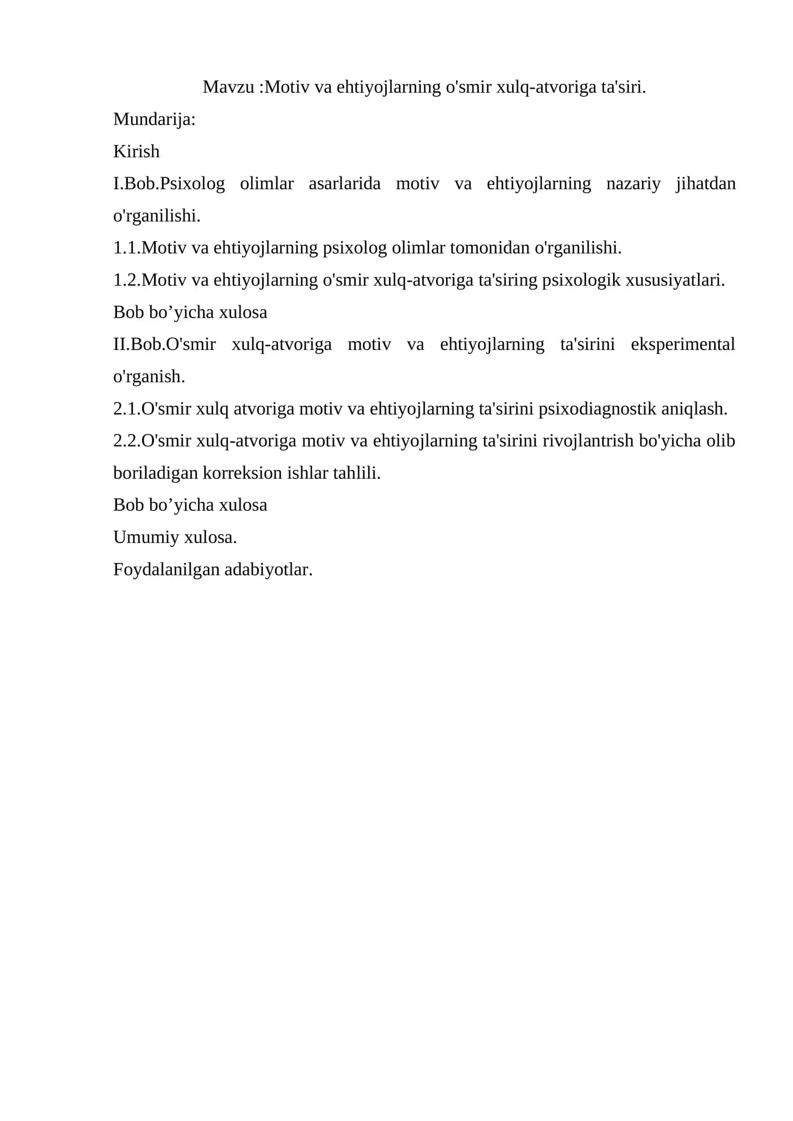 O'smir xulq-atvoriga motiv va ehtiyojlarning ta'siri 1