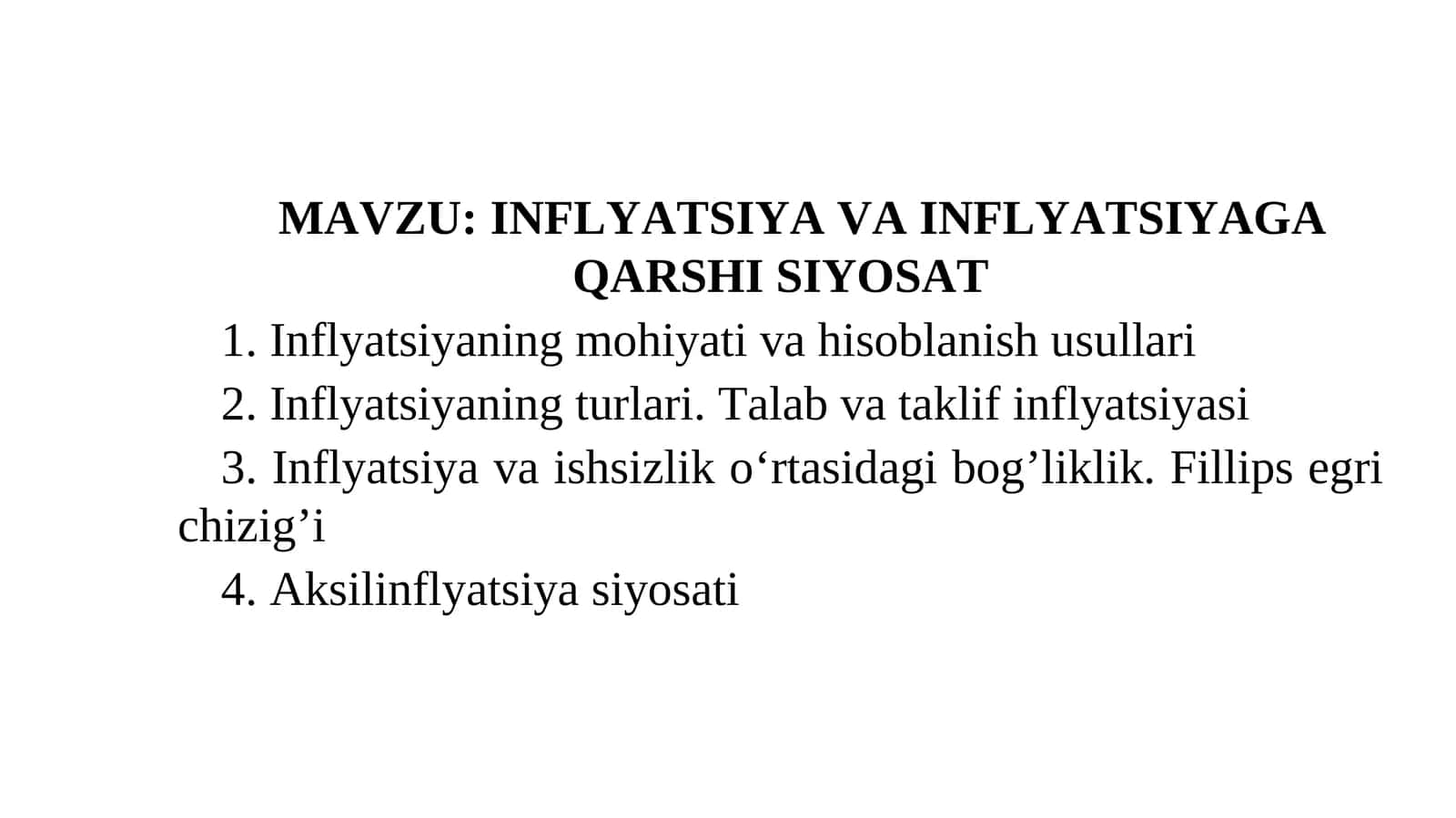 INFLYATSIYA VA INFLYATSIYAGA QARSHI SIYOSAT 1