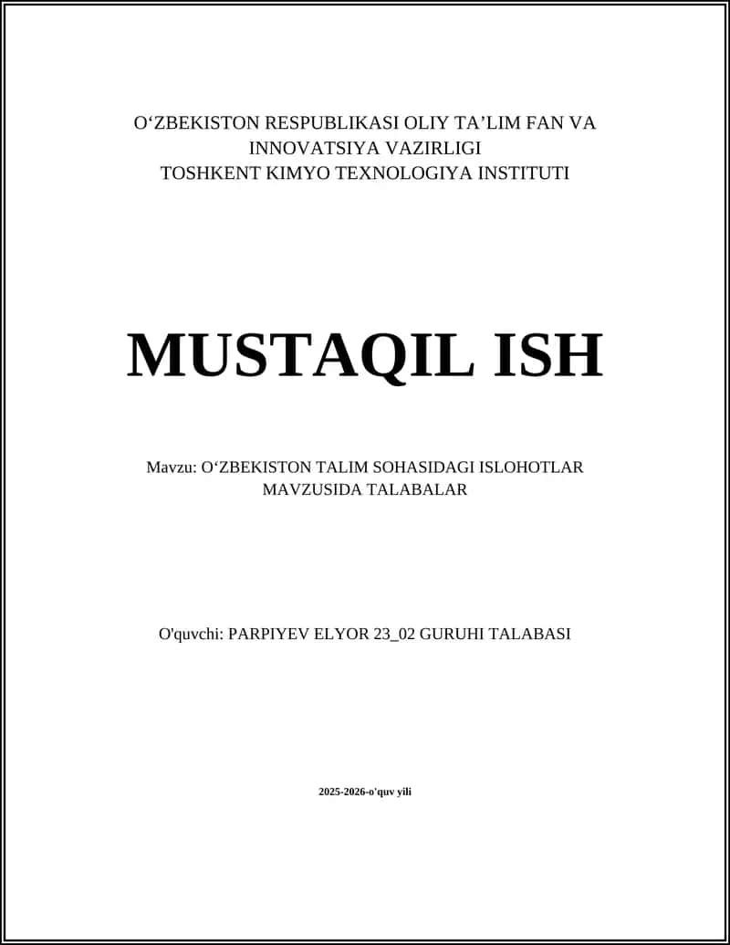 Oʻzbekiston Talim Sohasidagi Islotlar Mavzusida Talabalar 1