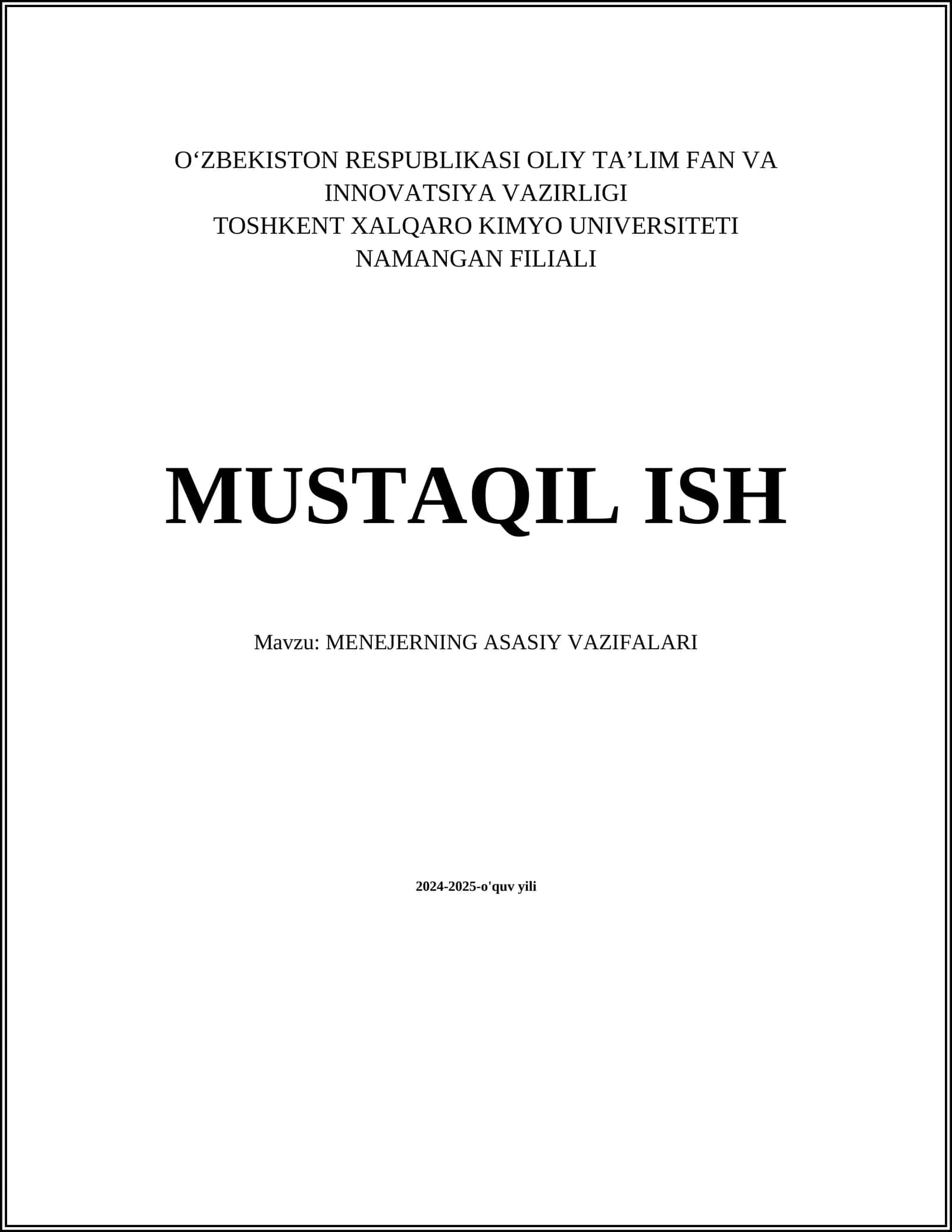 MENEJERNING ASASIY VAZIFALARI 1