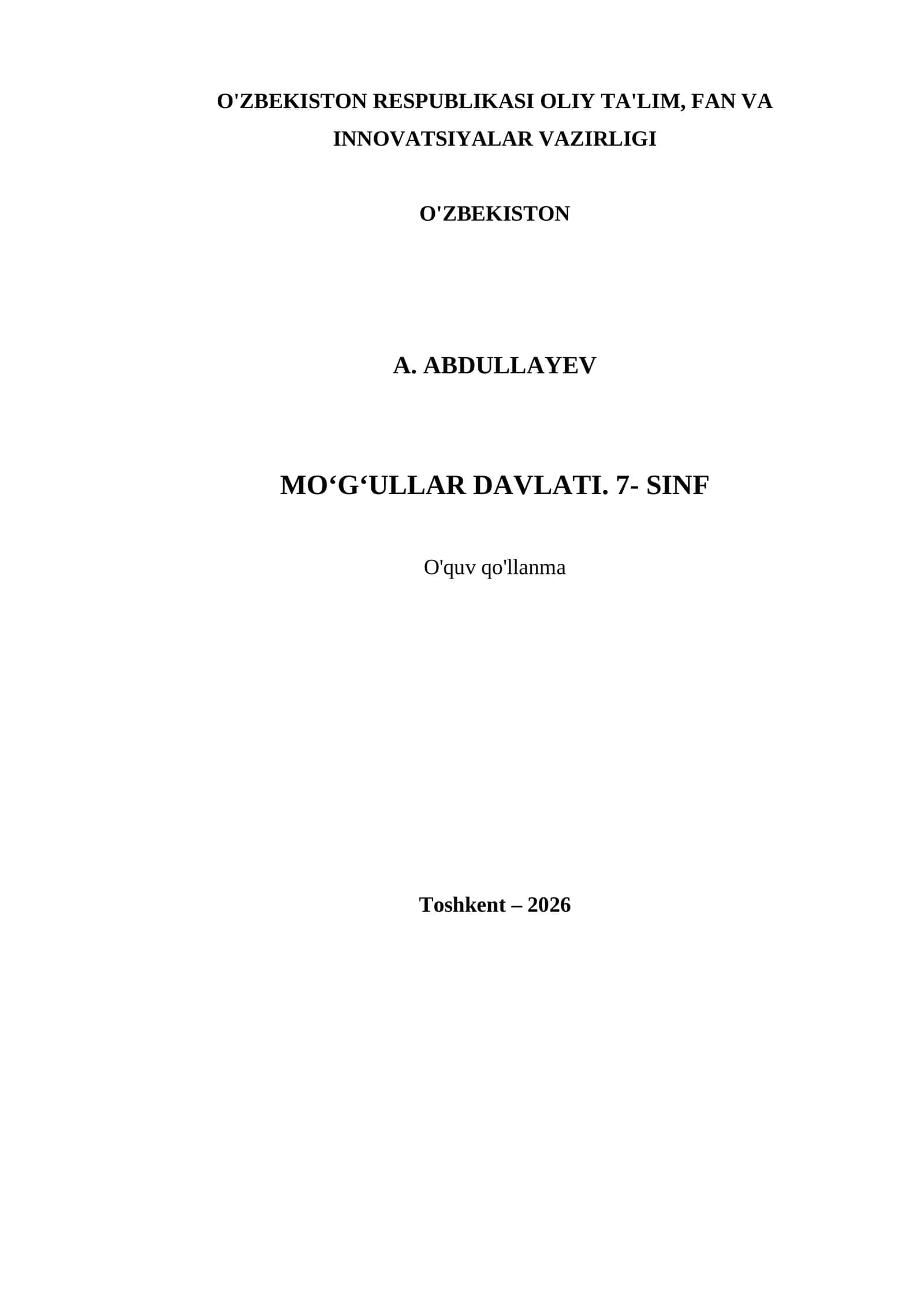 MO‘G‘ULLAR DAVLATI. 7- SINF 1