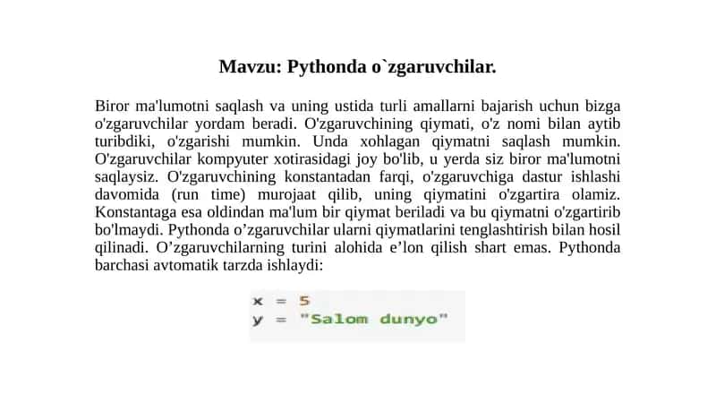 Pythondao`zgaruvchilar 1