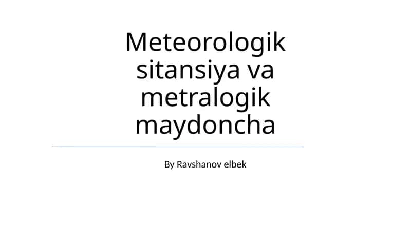 Meteorologik sitansiya va metralogik maydoncha 1