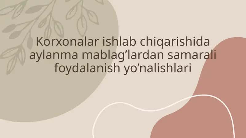 Aylanma mablag'lar 1