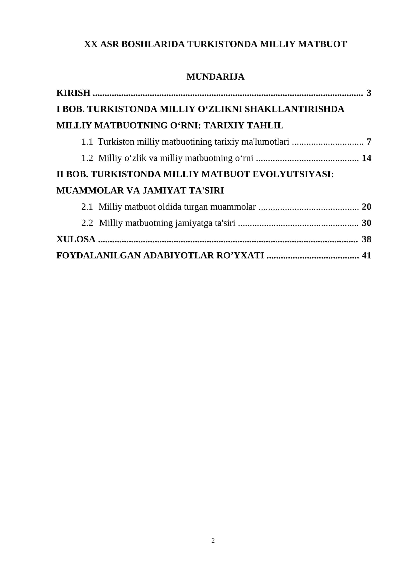 XX ASR BOSHLARIDA TURKISTONDA MILLIY MATBUOT 1