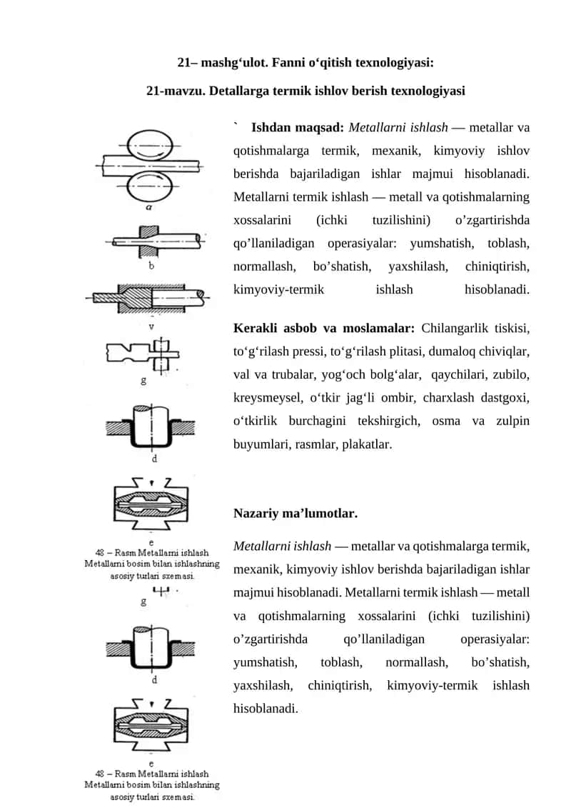 Detallarga termik ishlov berish texnologiyasi 1