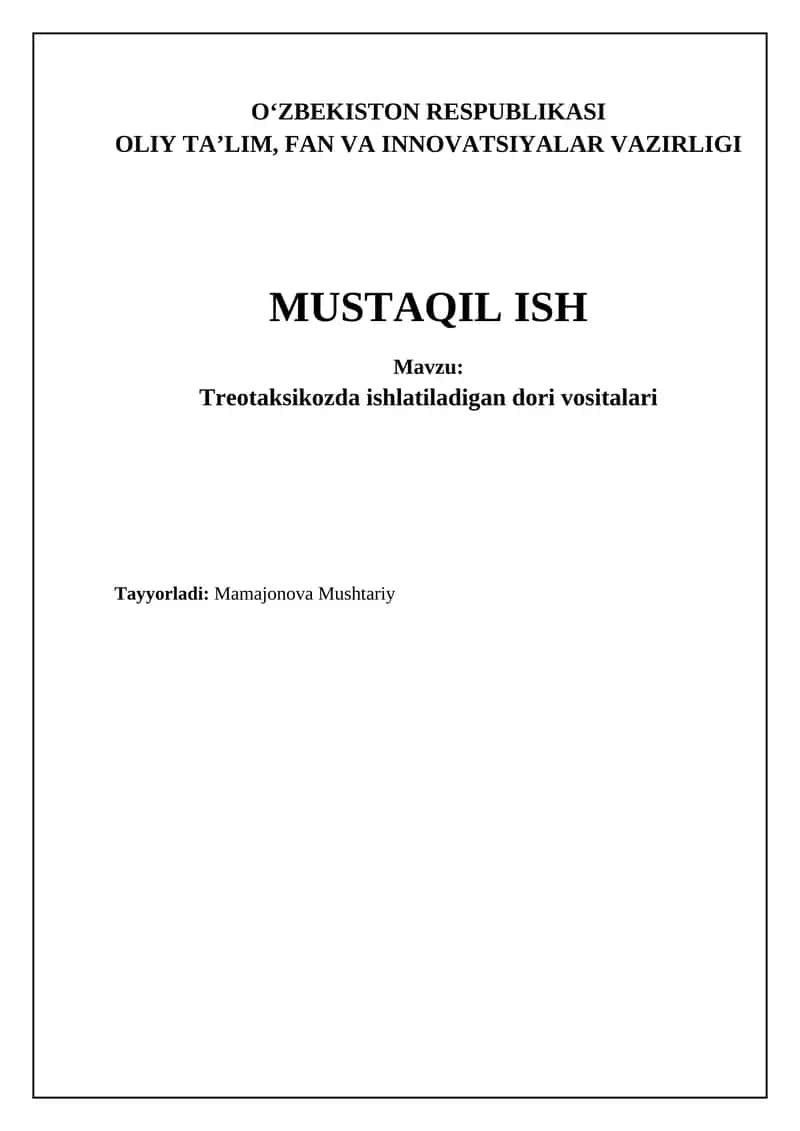 Treotaksikozda ishlatiladigan dori vositalari 1