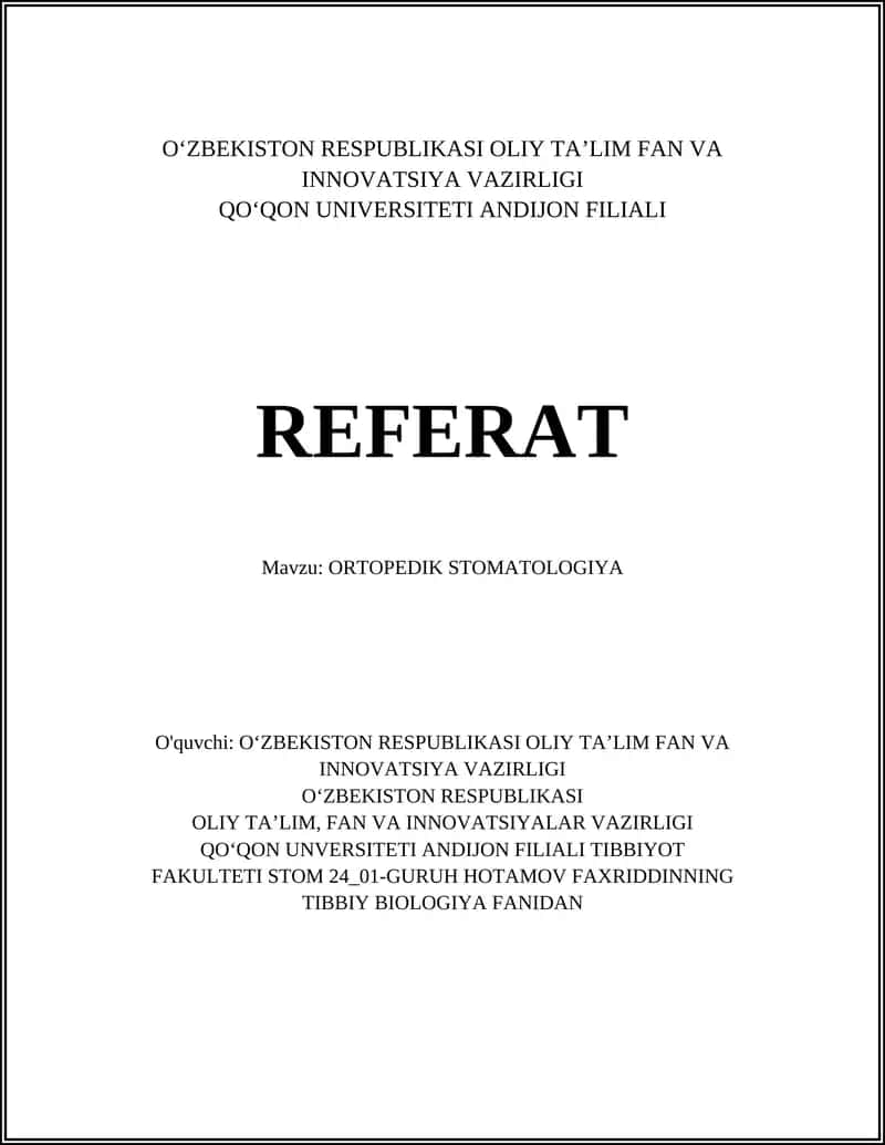 ORTOPEDIK STOMATOLOGIYA 1