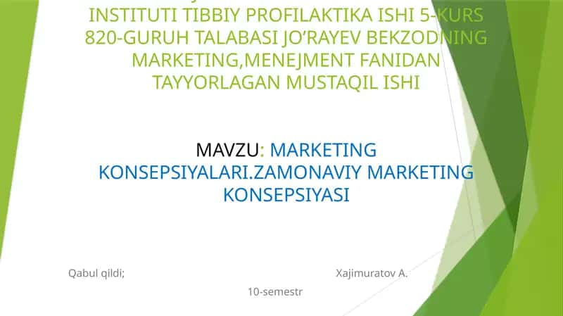 MARKETING KONSEPSIYALARI 1