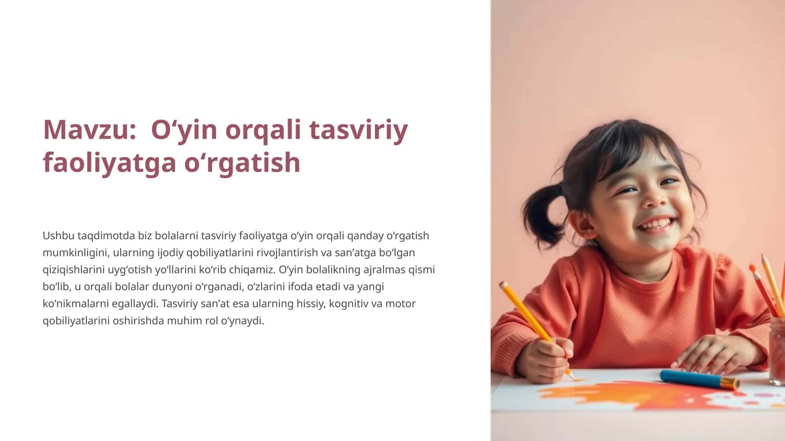 Oʻyin orqali tasviriy faoliyatga oʻrgatish 1