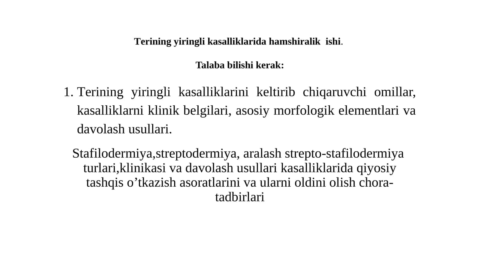 Terining yiringli kasalliklarini kelishi 1