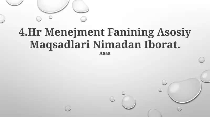HR Menejment Fanining Asosiy Maqsadlari 1