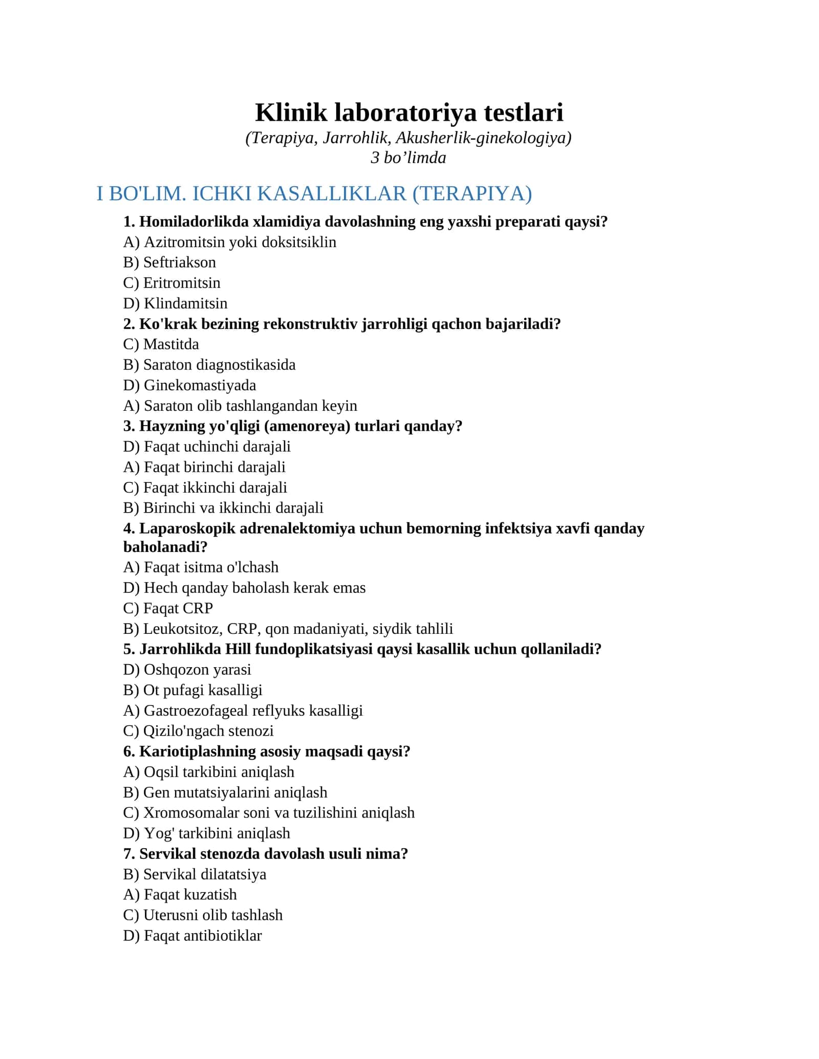 Klinik laboratoriya testlari 1