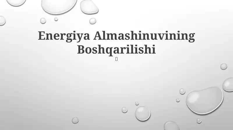 Energiya Almashinuvining Boshqarilishi 1