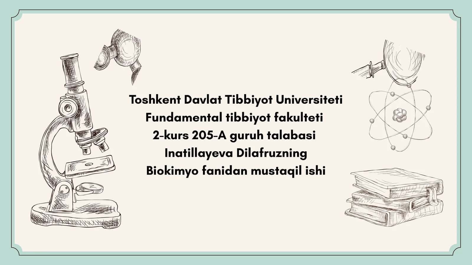 Biokimyo fanidan mustaqil ish 1