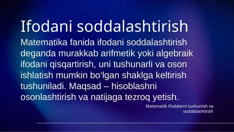 Ifodani soddalashtirish 1
