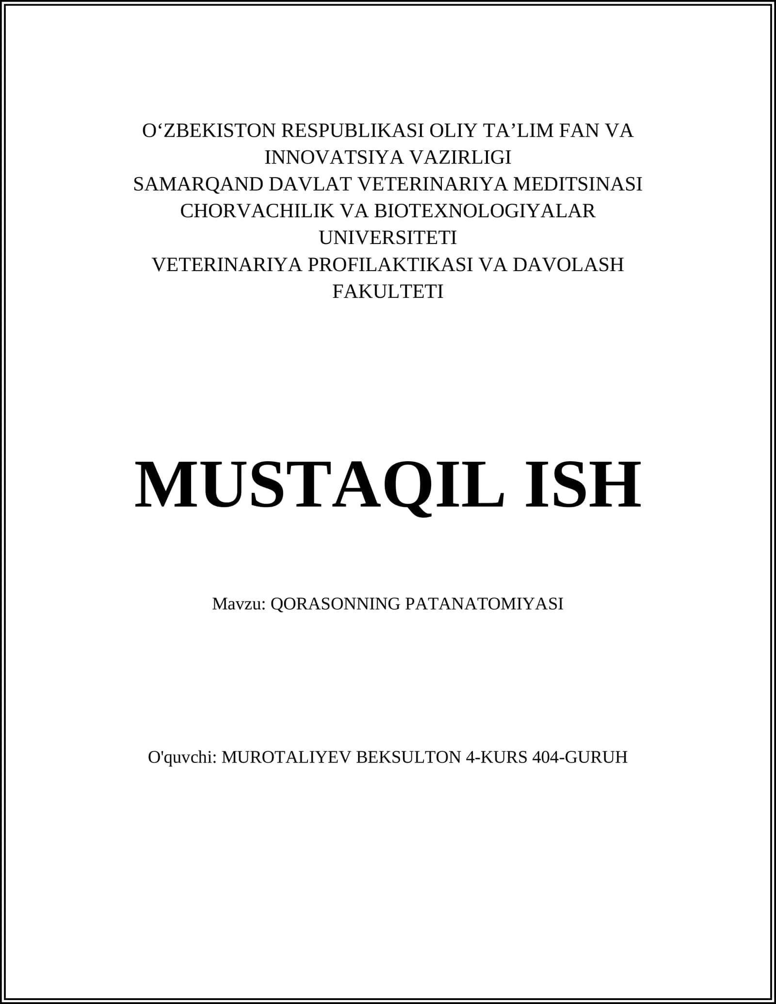 QORASONNING PATANATOMIYASI 1