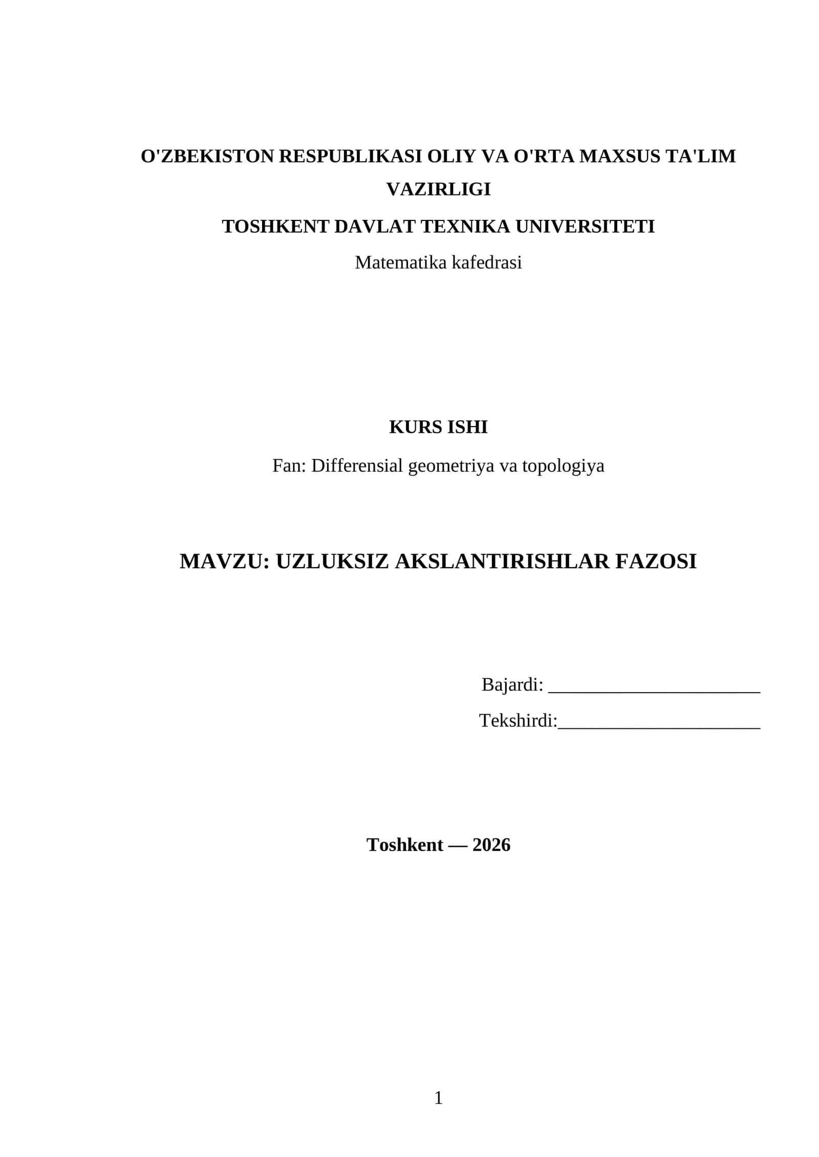 UZLUKSIZ AKSLANTIRISHLAR FAZOSI 1