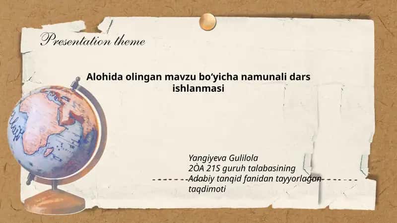 Adabiy tanqid fanidan tayyorlagan taqdimoti 1