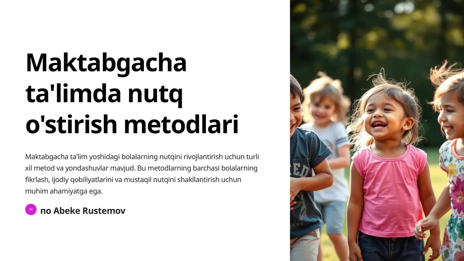 Maktabgacha ta'limda nutq o'stirish metodlari 1
