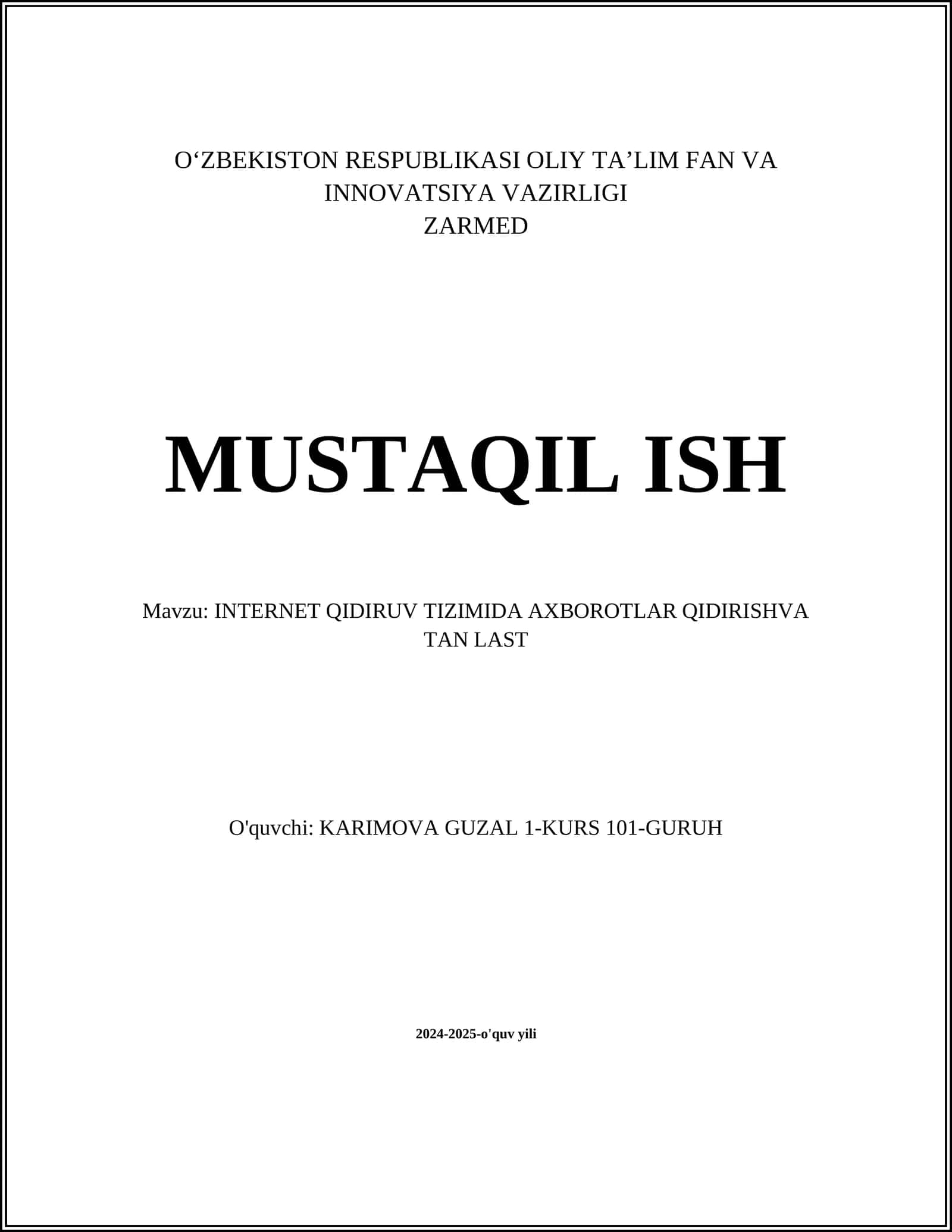 INTERNET QIDIRUV TIZIMIDA AXBOROTLAR QIDIRISHVA TAN LAST 1