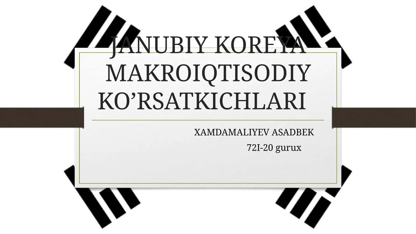 JANUBIY KOREYA MAKROIQTISODIY KO’RSATKICHLARI 1