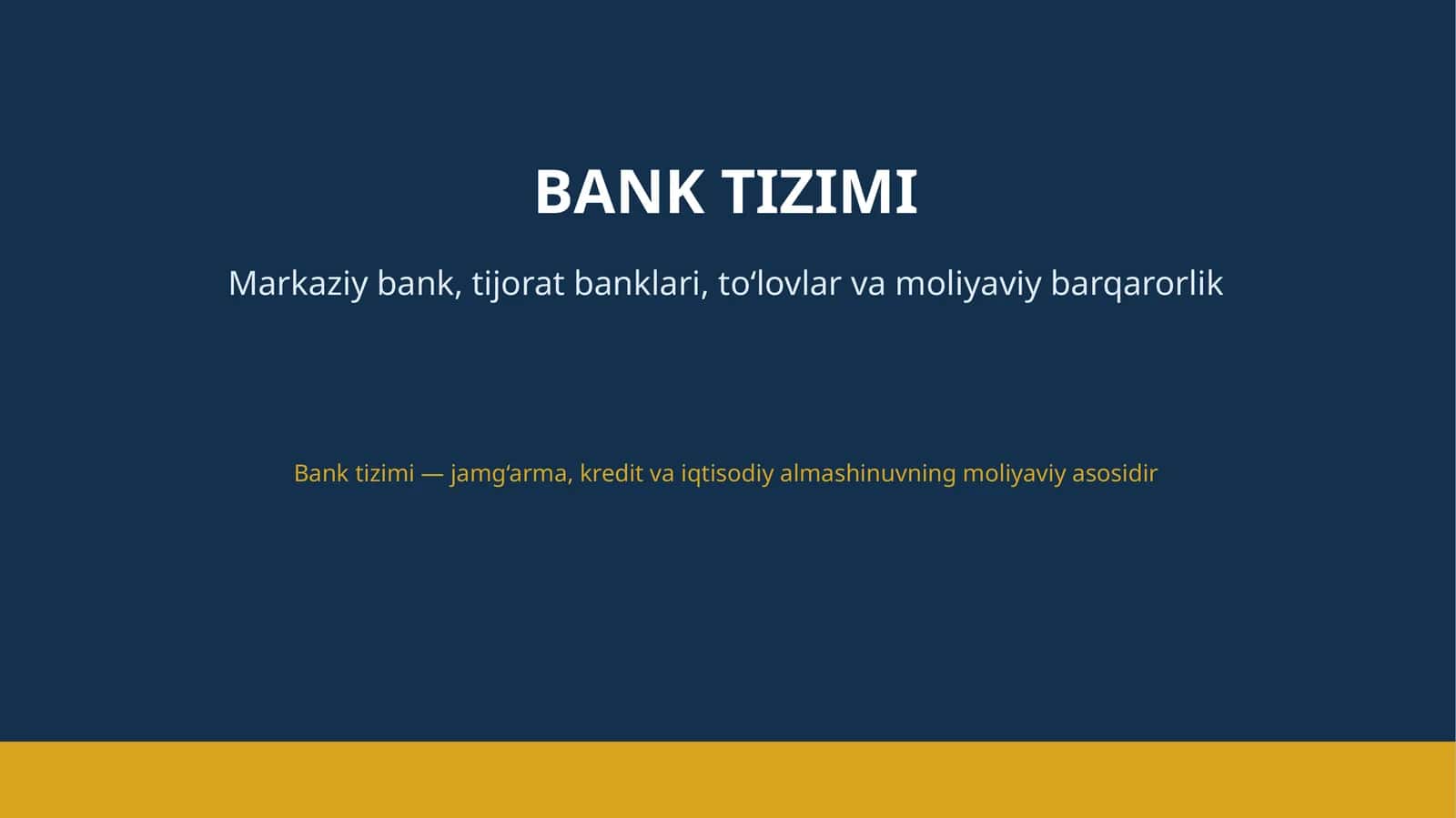 BANK TIZIMI 1