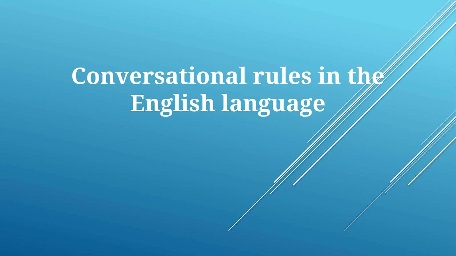 Conversational rules in the English language 1