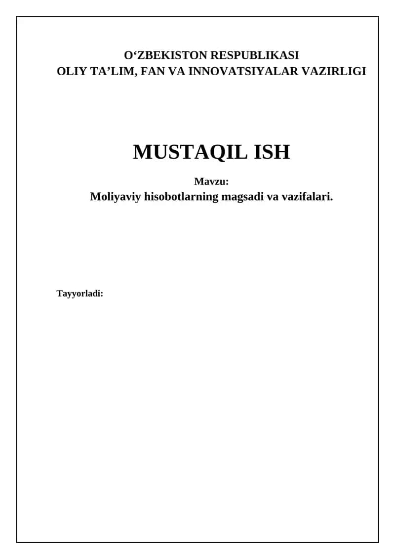 Moliyaviy hisobotlar 1
