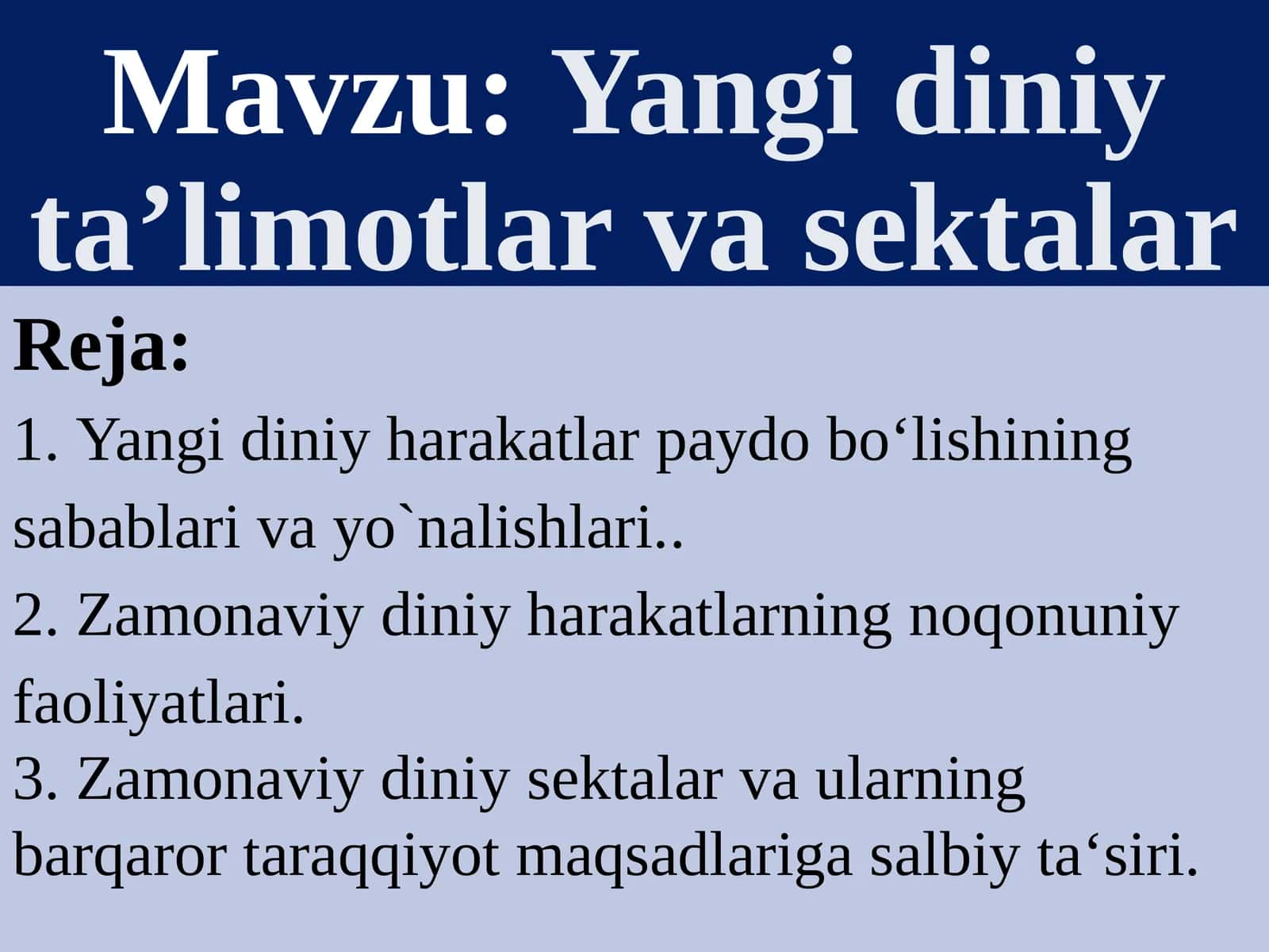 Yangidiniy ta’limotlar va sektalar 1